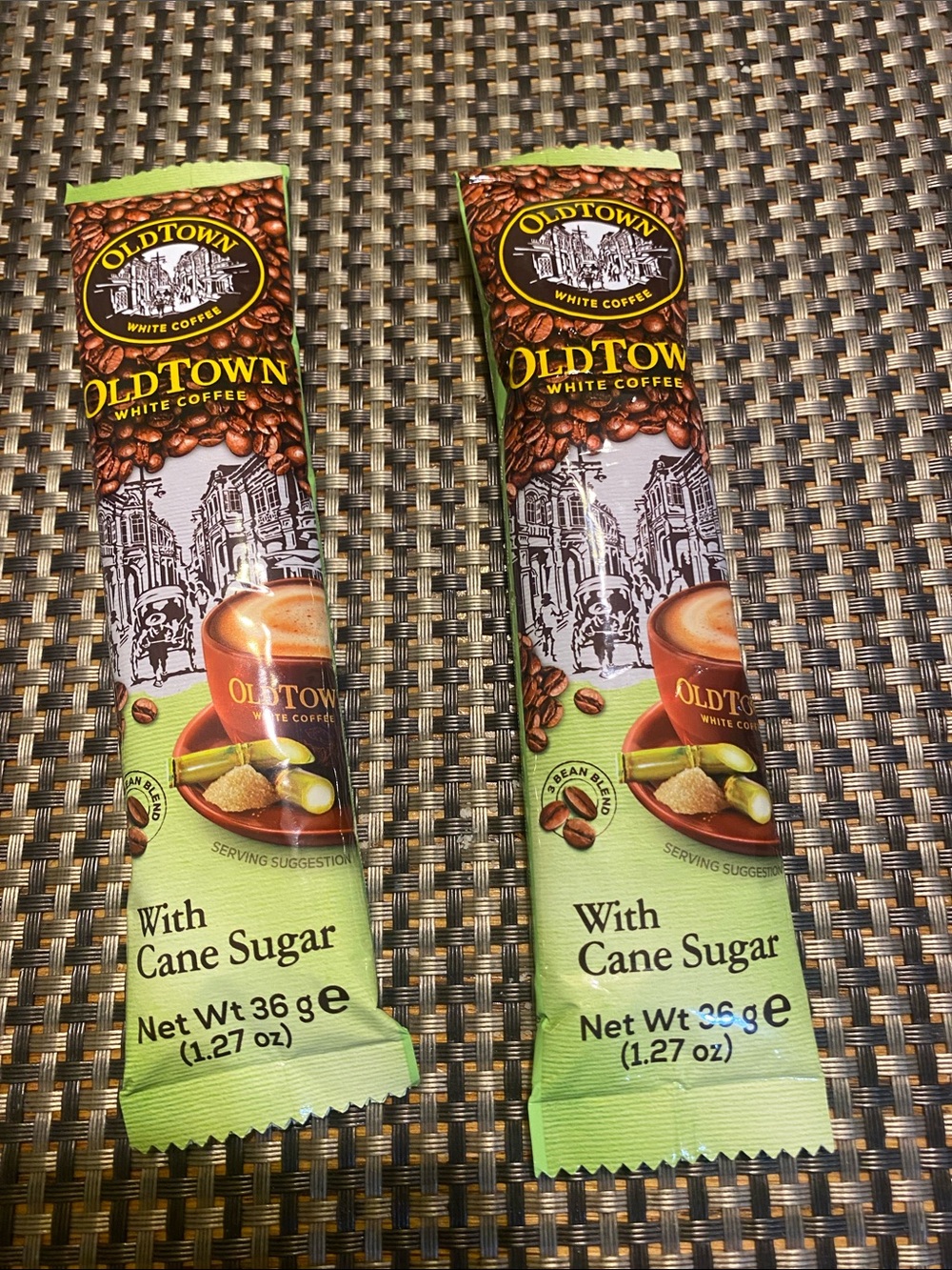 White Coffee Instant Stick Packets with Cane Sugar - Green
